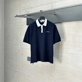 正确版原标现货谬家miu25S新款撞色领徽标刺绣短袖polo衫男女同款