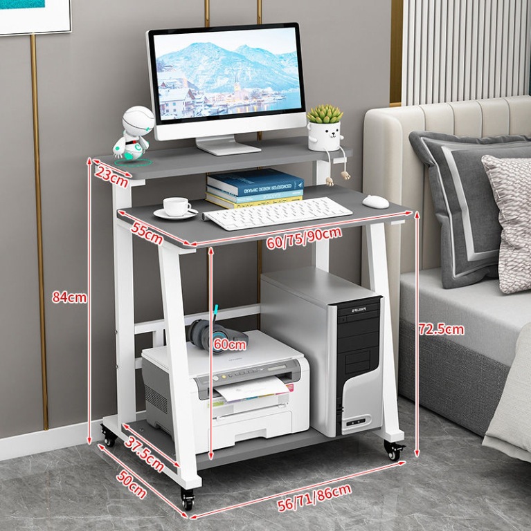 흰색 선반 + 회색 데스크탑