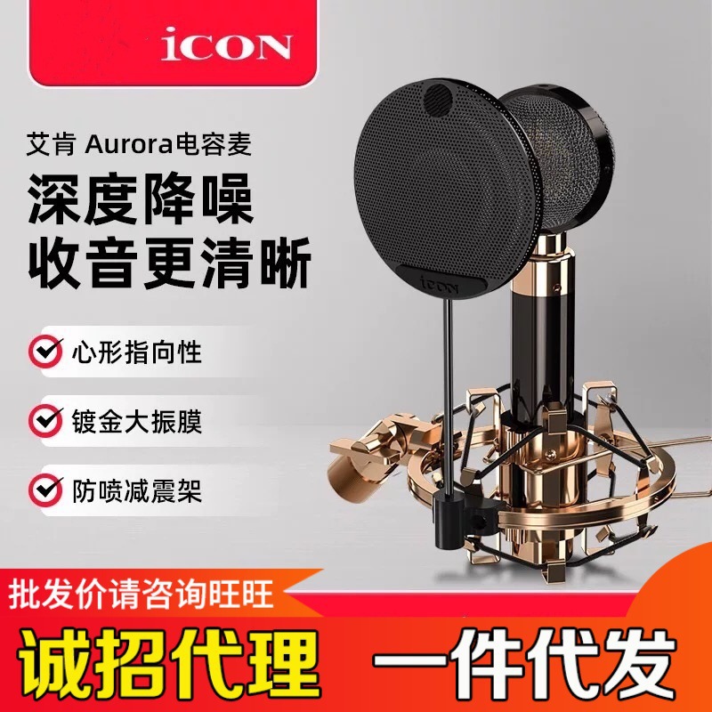 Icon Aiken High-Looking Aurora Professional Live Broadcast Condenser Microphone Anchor Dedicated Microphone Sound Card Set