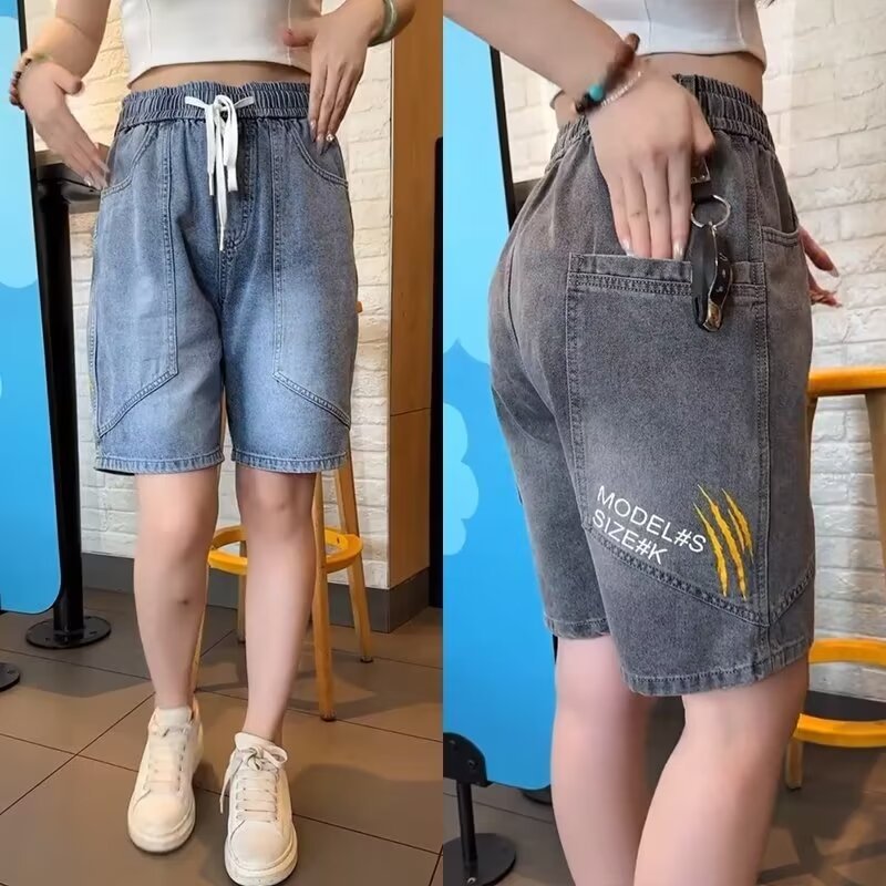 Verano 2024 pantalones cortos de mezclilla marca de moda para hombre vibe pantalones de cinco puntos sueltos y versátiles pantalones de herramientas bonitos