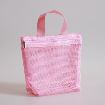 메쉬 휴대용 세면도구 가방 - 핑크 - 1개