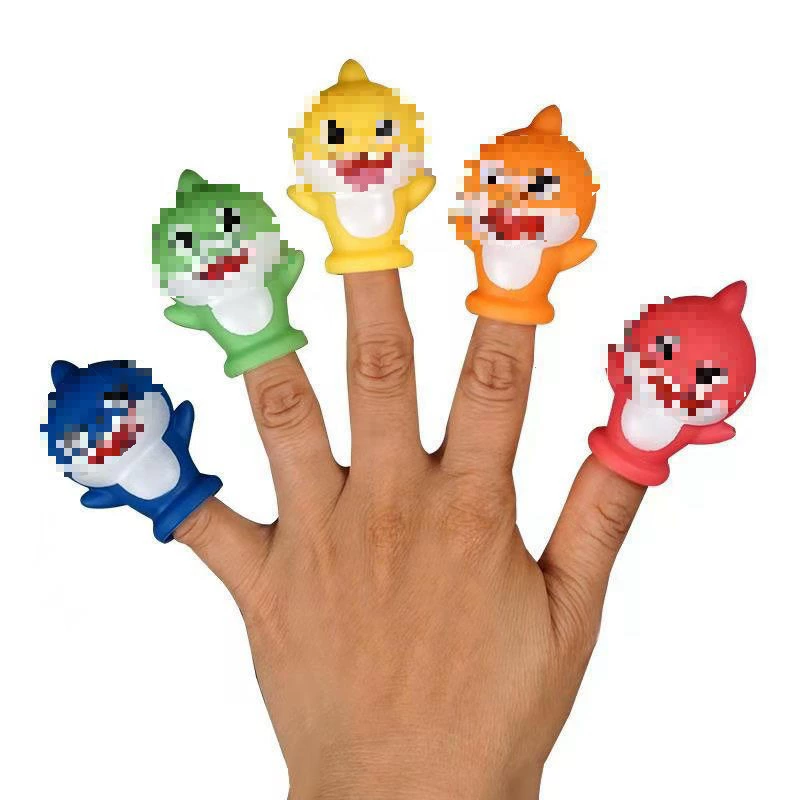 Игрушечная кукла с пальцем акулы, детская успокаивающая детская пальчиковая кукла, набор пальчиковых кукол, семейная мягкая резина.