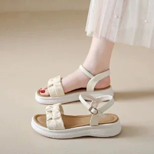 Популярные летние сандалии для женщин 2025 года, новые сказочные плоские сандалии с мягкой подошвой, спортивные сандалии на толстой подошве для пляжа