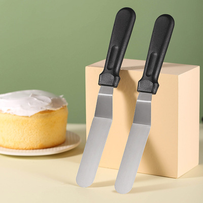 8寸曲蛋糕裱花抹刀不鏽鋼奶油抹刀塑料手柄烘焙工具刮刀簡約風