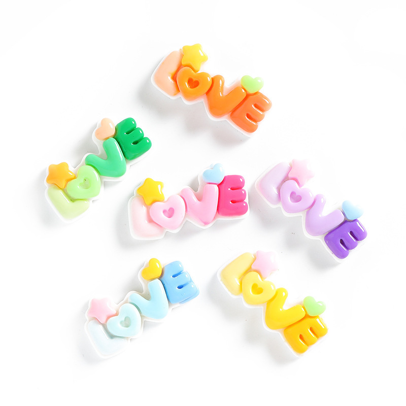 漫画グラデーションLOVEアルファベット樹脂アクセサリーdiyクリームゴム携帯ケースヘアピンアクセサリーアクセサリー材料|undefined