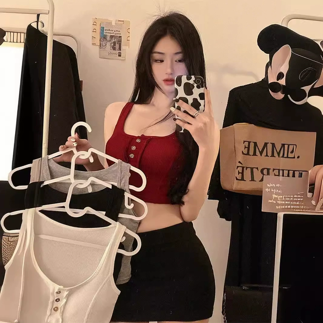 Американская горячая девушка носит камзол маленький жилет женский 2024 летний новый французский ретро короткий топ без рукавов