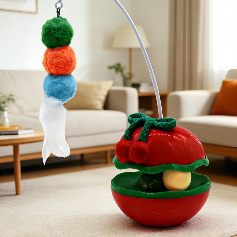 Juguete Tumbler con Plumas para Gatos de Plástico, Interactivo, para Interior