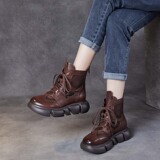 以一 Летние дышащие короткие сапоги на платформе для отдыха, кожаные ботинки, воловья кожа