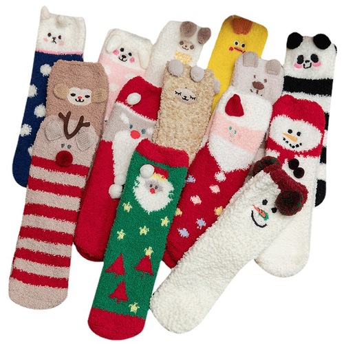 Christmas Socks, Mid-Calf Style, Autumn/Winter Thickened Coral Fleece Socks—Perfect for Christmas Gifts & Winter Holiday Decorations