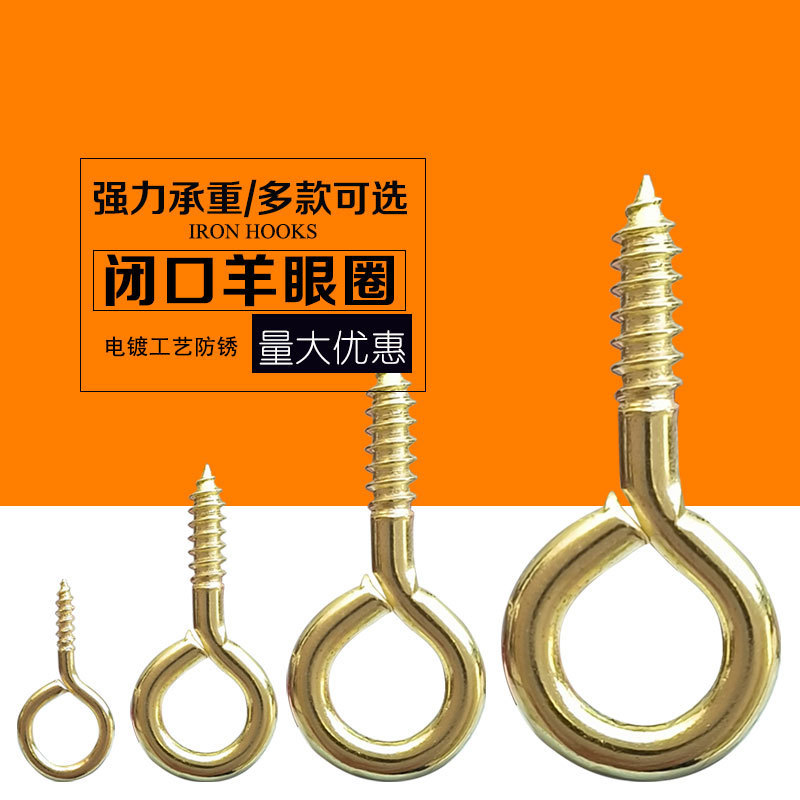 Sheep Eye Screw Hook, Sheep Eye Hook, Hanging Hook, Lamp Hook, Self-Tapping Screw with Hole, Hanging Ring, Closed-End Load-Bearing Hook