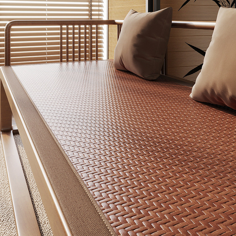 Cojín de sofá de madera maciza de estilo medieval, tapete de verano, cojín para silla, cojín de sofá de ratán y madera de sequoia, cojín de ratán antideslizante con sensación refrescante