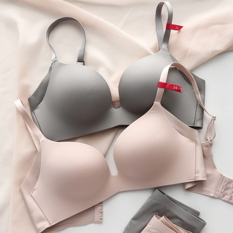 1804 brillante sin costura cómoda ropa interior de color claro chica moda simple inalámbrico Sujetador push up traje