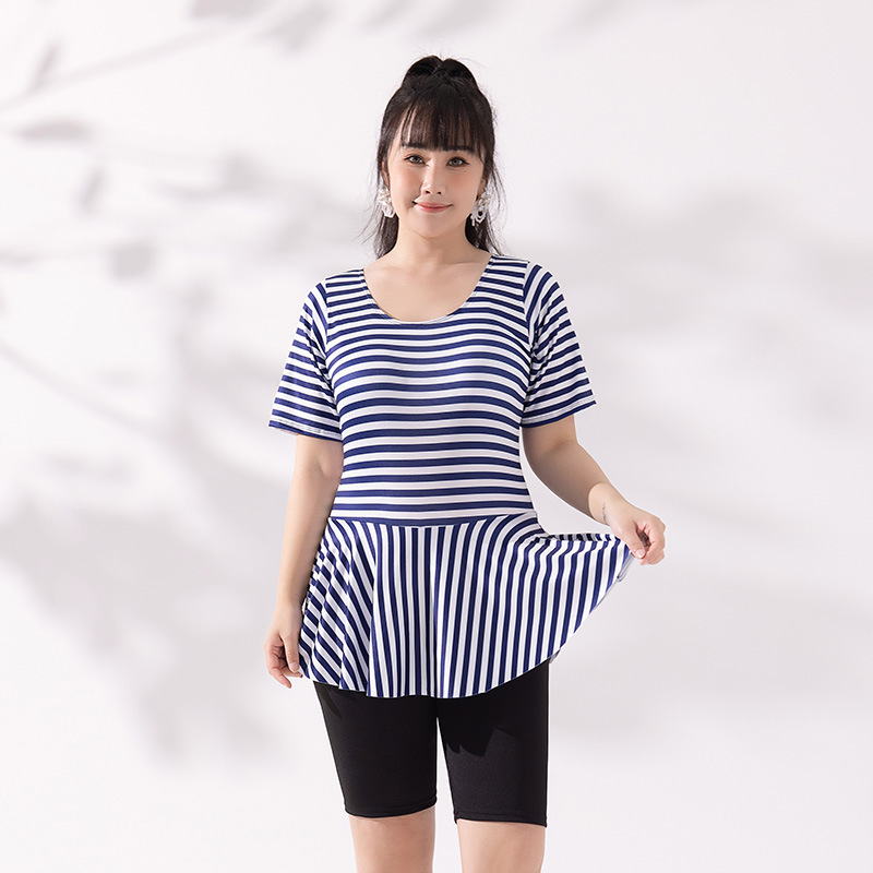 Traje de baño de una pieza para damas de mediana edad, tamaño extra grande, traje de baño de primavera caliente de adelgazamiento conservador de niña gordita