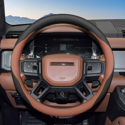 Steering wheel cover Cover for Range Rover, Defender - exclusively-for-land-rover-black-terracotta-red-standard