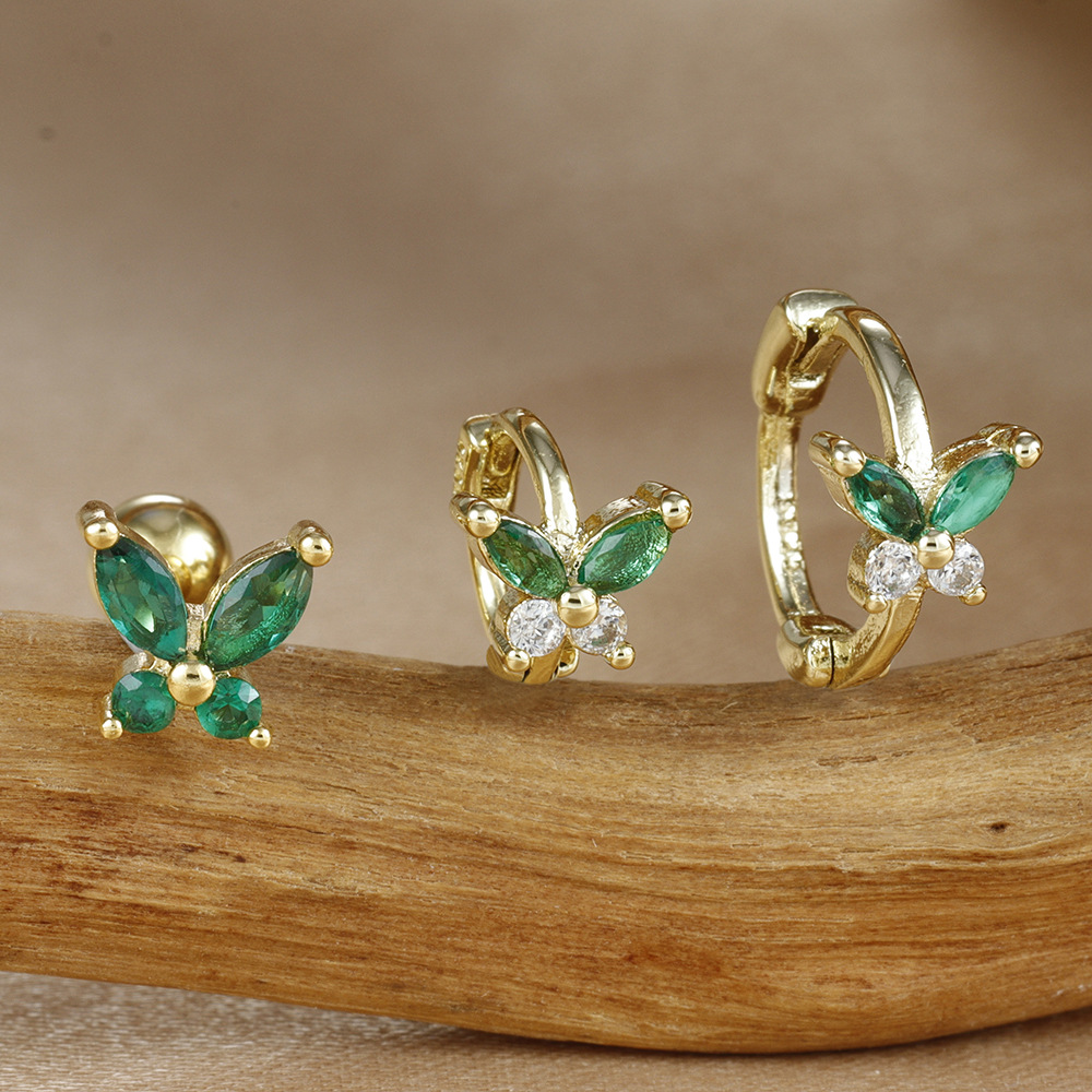 8g Weight Copper Ear Needle Material Zircon Inlay Material Small Stud Earrings, Earrings Classification 1 Set Quantity Daily Occasion Copper Material Butterfly Pattern All Seasons Season Women's Gender Plating Design Simple Style, Classic Style Style 1 Set Simple Style Classic Style Butterfly Plating Copper Zircon Small Stud Earrings Earrings 9