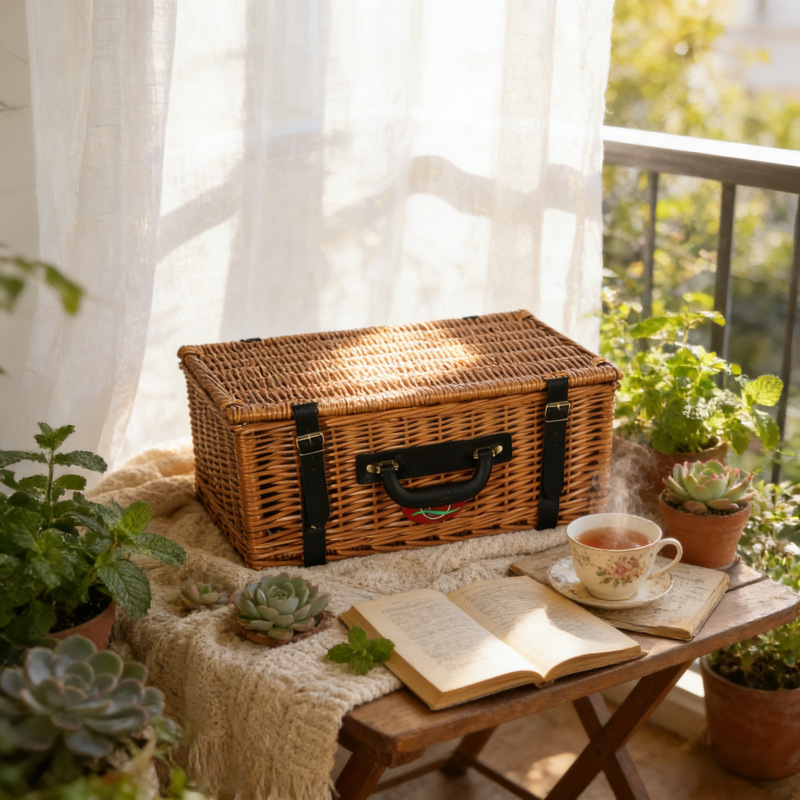 Cestas de regalo de alta calidad retro tejidas a mano canasta de regalo de Navidad canasta de picnic de sauce canasta vacía canasta de basura