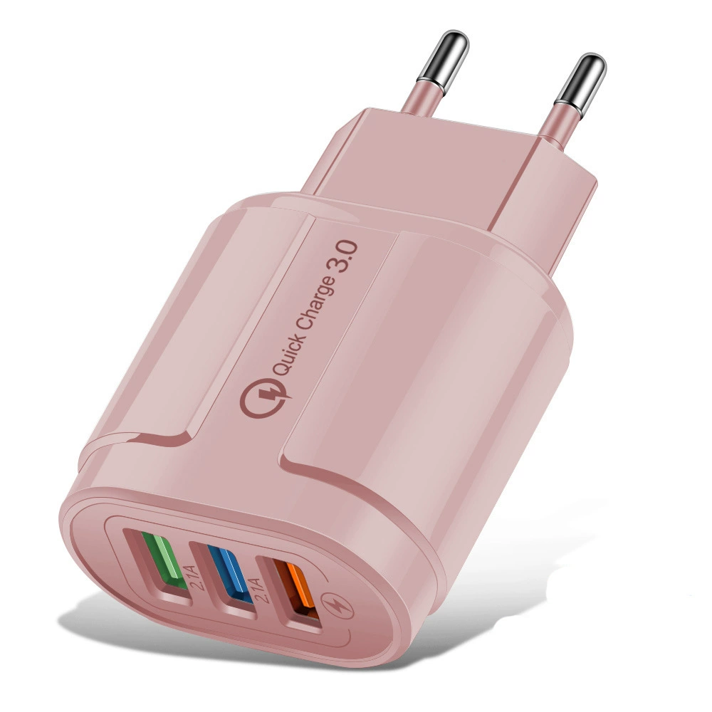 Зарядное устройство в цвете макарун, USB-зарядник с 3 портами, 5V 2A, адаптер для американской вилки