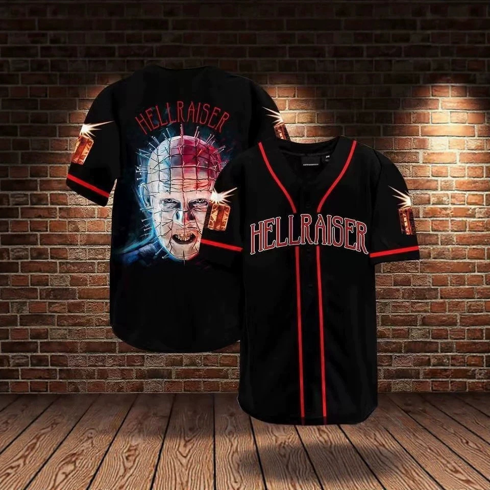 New cross-border European and American Strange Stories digital print men's short-sleeved baseball jacket V-neck button casual top T-shirt