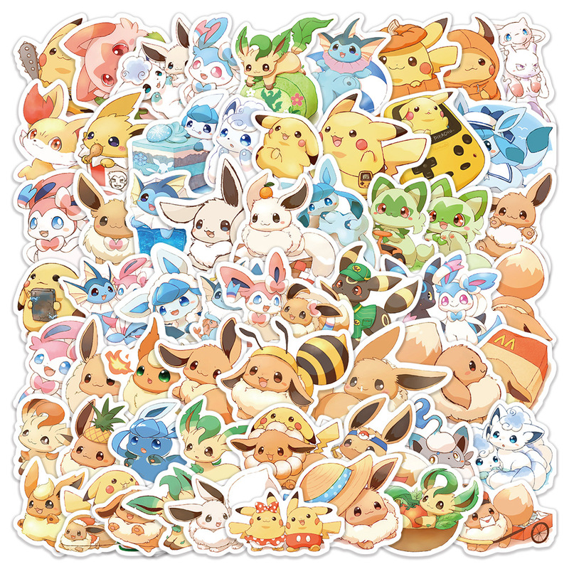 60 Cute Pokémon Cartoon Graffiti Stickers Cross-Border Decorative Luggage Car Luggage Stickers Wholesale
