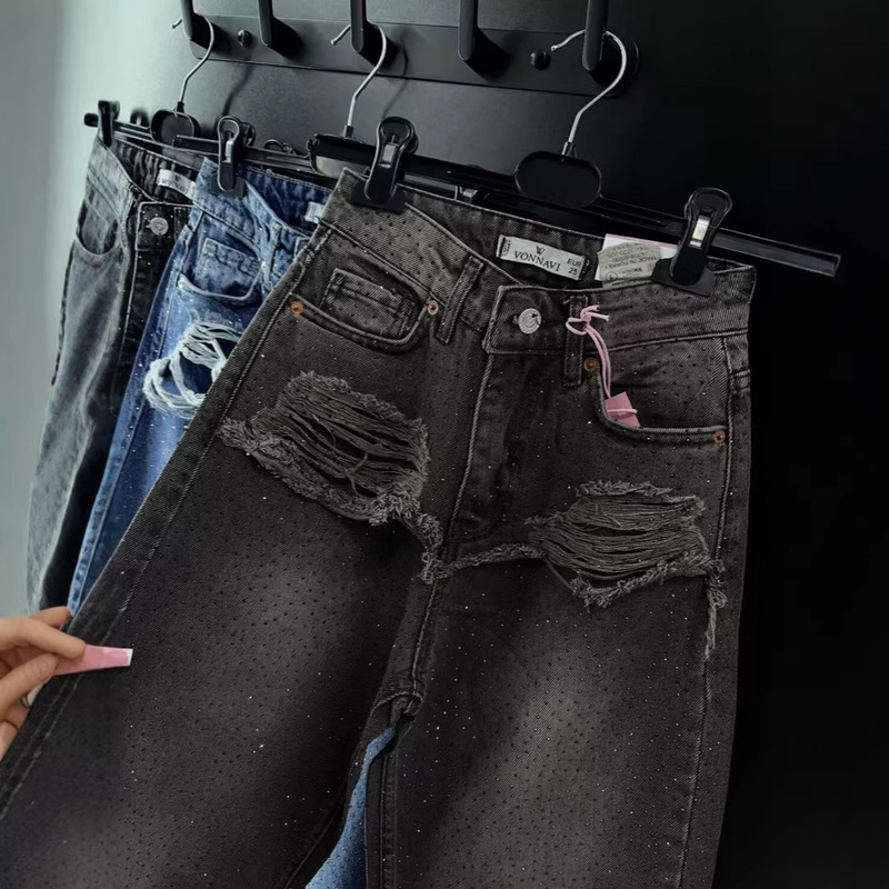 Diamond Jeans Wholesale Women's Jeans in Stock Wholesale Loose Wide-Leg Pants Available Diamond Jeans Wholesale Women's Jeans in Stock Wholesale Loose Wide-Leg Pants Available