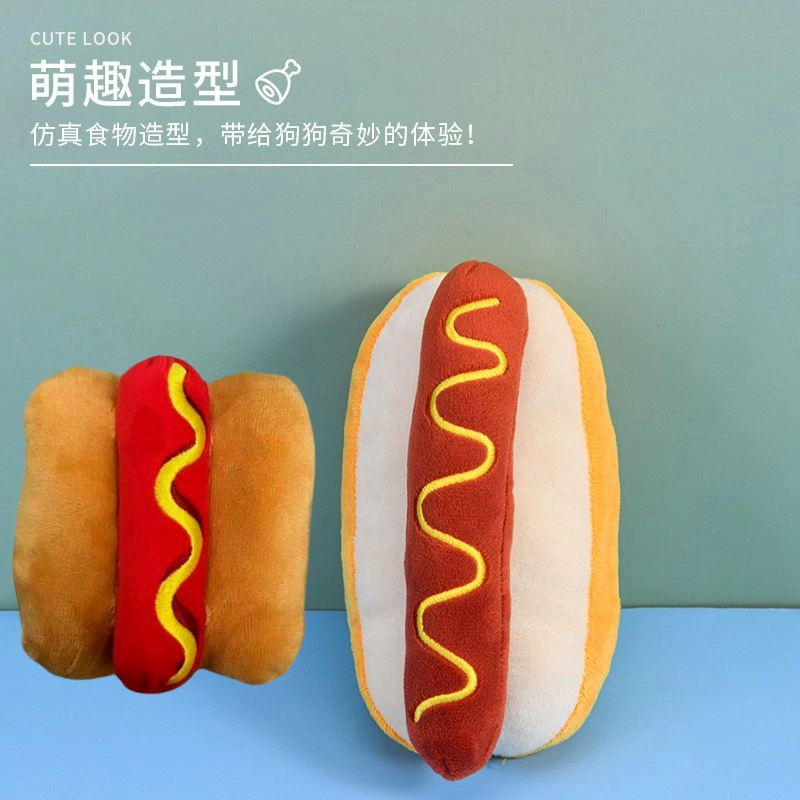 Собака игрушка любимчика Плюшевые Звук Разнообразие еда большой хот-дог гамбургер игрушка кошка товары для домашних животных оптом
