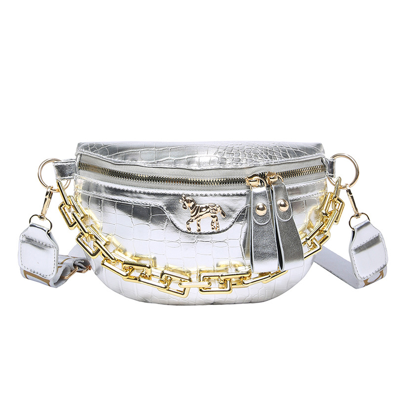 Bolso de pecho para mujer elegante y simple, bolso de hombro de cadena de estilo occidental de moda 2025 primavera nuevo bolso de color sólido