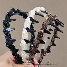 2025年新款网纱波浪珠珠发箍女高颅顶头箍女款洗脸防滑压发卡发捆