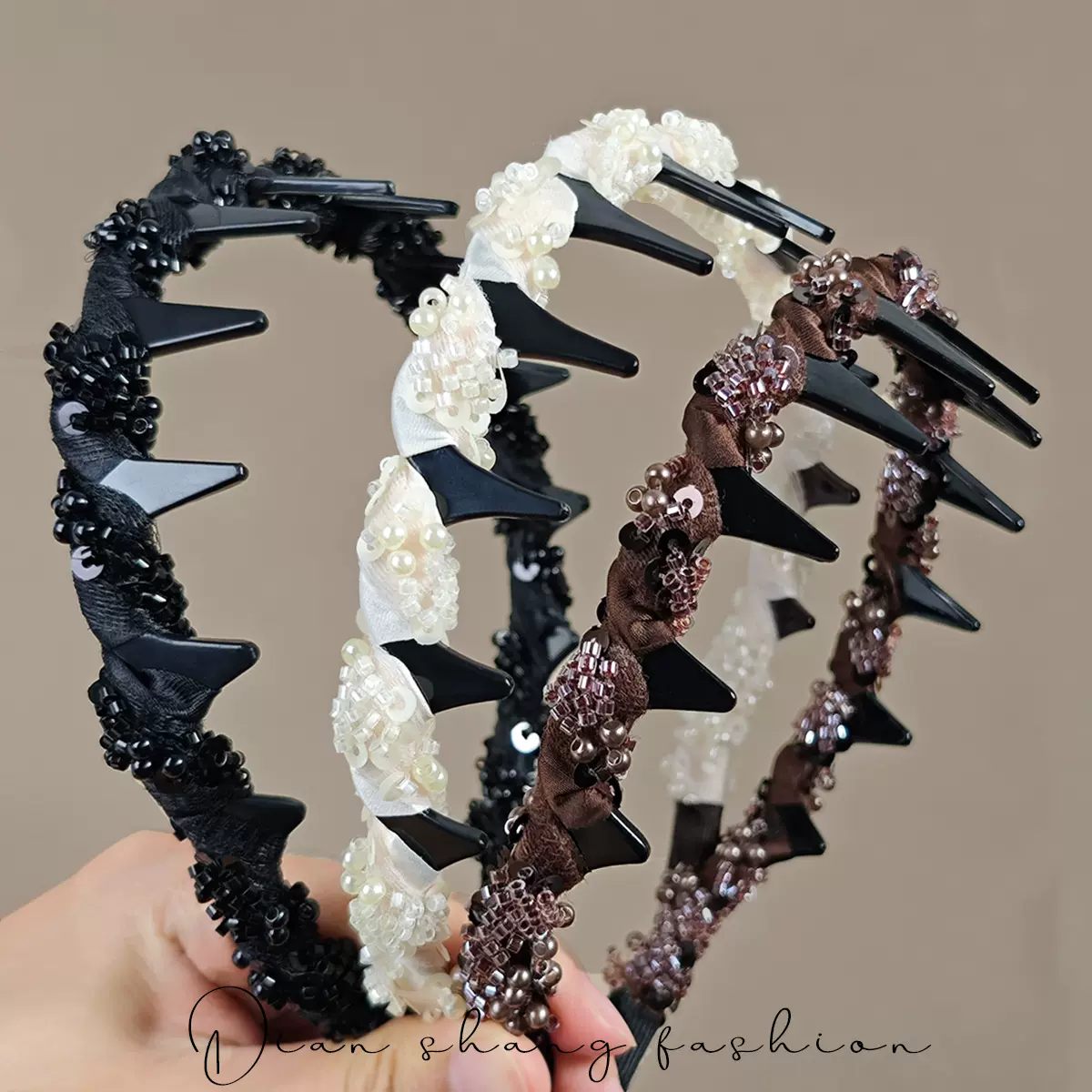 2025年新款网纱波浪珠珠发箍女高颅顶头箍女款洗脸防滑压发卡发捆