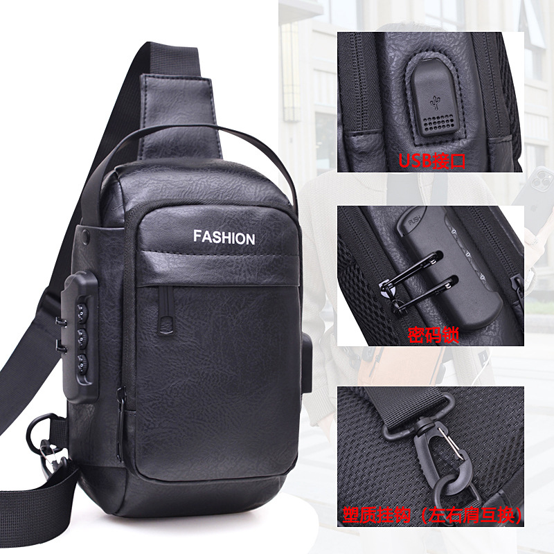 Bolso de pecho de hombre bolso de mochila anti-robo bloqueo contraseña mochila de hombro nuevo comercio exterior anti-droplets bolso móvil ligero al aire libre