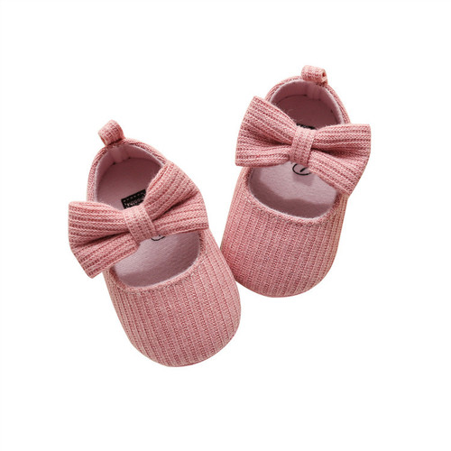 Hansheng 0-1 year old woolen baby girl shoes soft sole princess baby shoes bow tie toddler shoes baby shoes