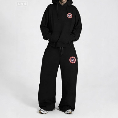 2025 Cross-Border Foreign Trade Trendy Brand Men's and Women's Hooded Tops Wide-Leg Pants Suit Plus Goose's Fashionable Casual Sweatshirt