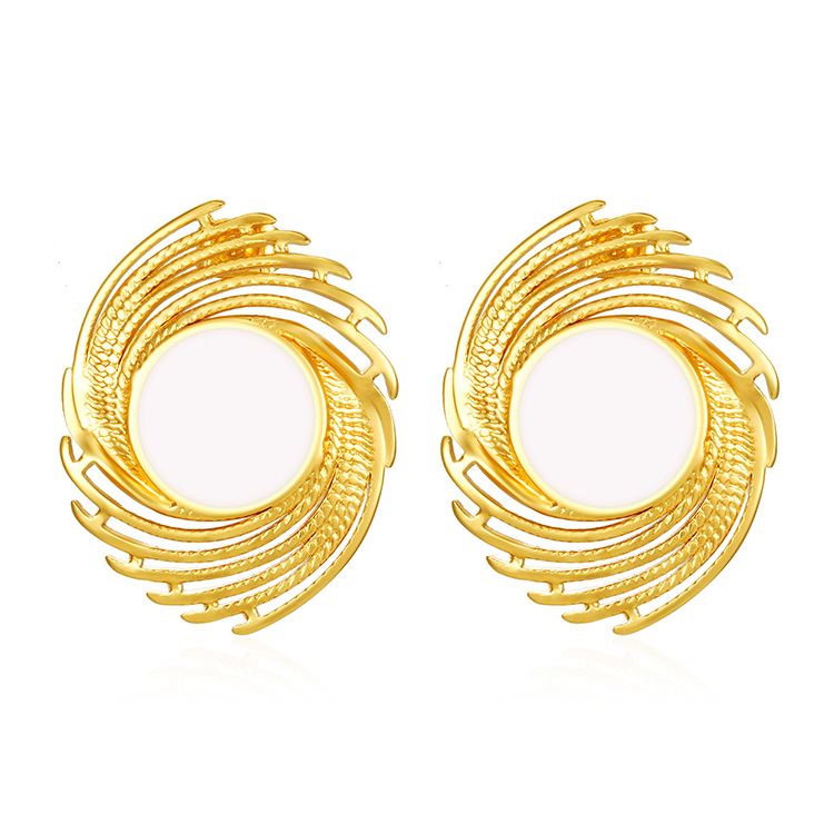Fuegos artificiales retro transfronterizos aretes de acero inoxidable geometría simple 18K oro goteo de aceite de acero de titanio joyería pernos de orejas mujeres