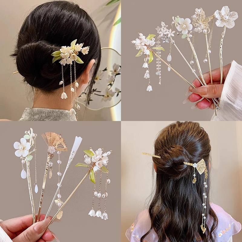 Nueva falda de caballo china para niños horquilla 2025 nueva horquilla de pelo de niña nueva horquilla tocado niña estilo antiguo Hanfu horquilla