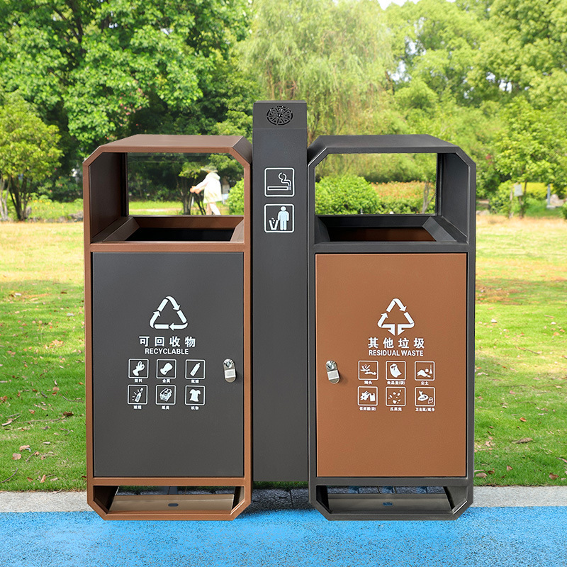 Outdoor Stainless Steel Trash Can, Fruit Peel Box, Community Classification Trash Can, Galvanized Plate Double Barrel Sanitation Trash Can Wholesale Outdoor Stainless Steel Trash Can, Fruit Peel Box, Community Classification Trash Can, Galvanized Plate Double Barrel Sanitation Trash Can Wholesale