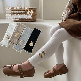 秋冬款儿童袜子打底裤外穿针织女童连裤袜可爱卡通宝宝九分裤批发