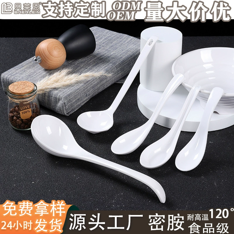 White plastic spoon for commercial use, fall protection, wholesale