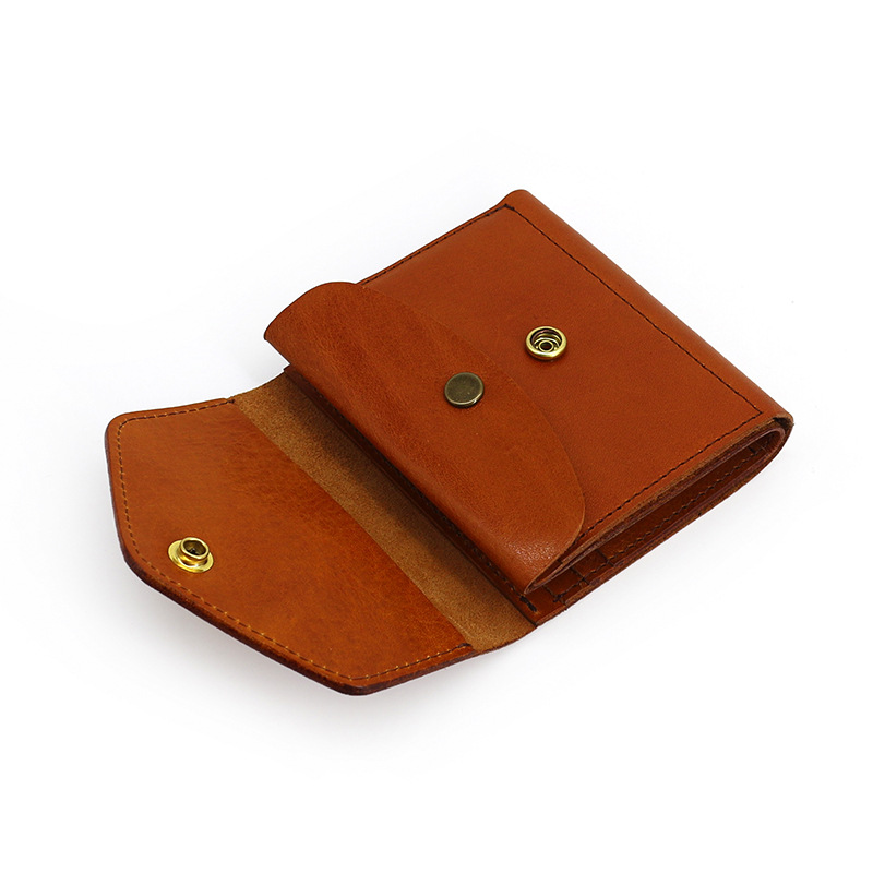 真皮植鞣头层牛皮钱包信封式驾驶证卡包女生搭扣小钱包名片包卡夹