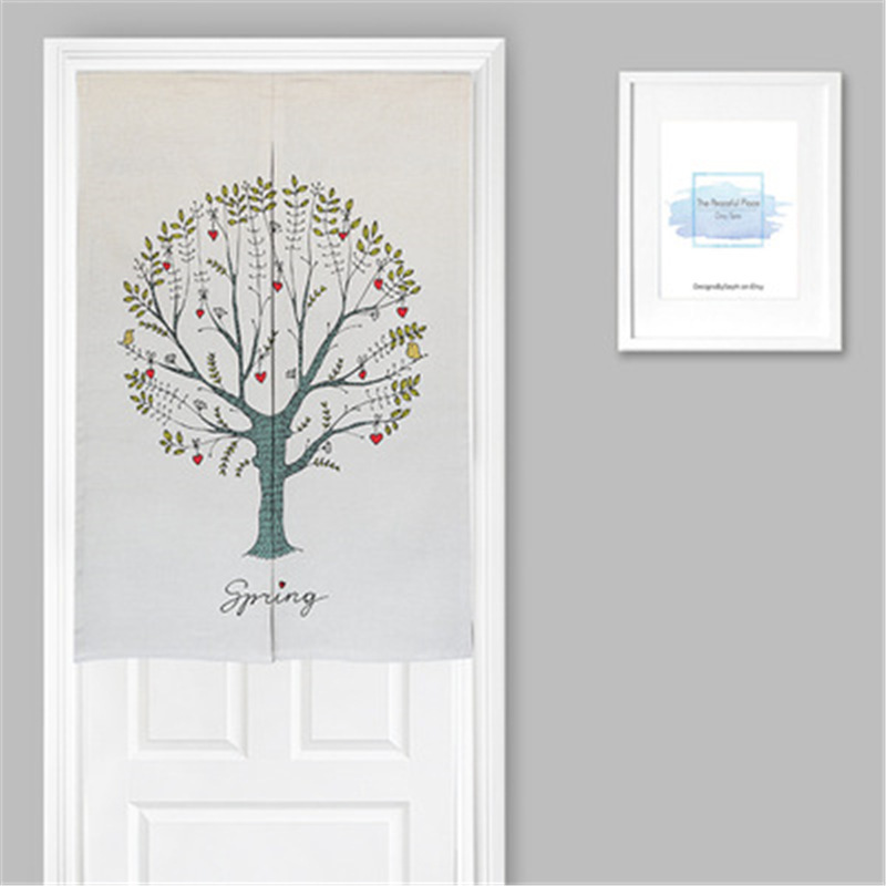 Cross-border Happiness Tree Nordic Style Fabric Anti-peeping Door Curtain Coarse Linen Blended Decorative Kitchen Bedroom Partition Door Curtain Half Curtain Cross-border Happiness Tree Nordic Style Fabric Anti-peeping Door Curtain Coarse Linen Blended Decorative Kitchen Bedroom Partition Door Curtain Half Curtain