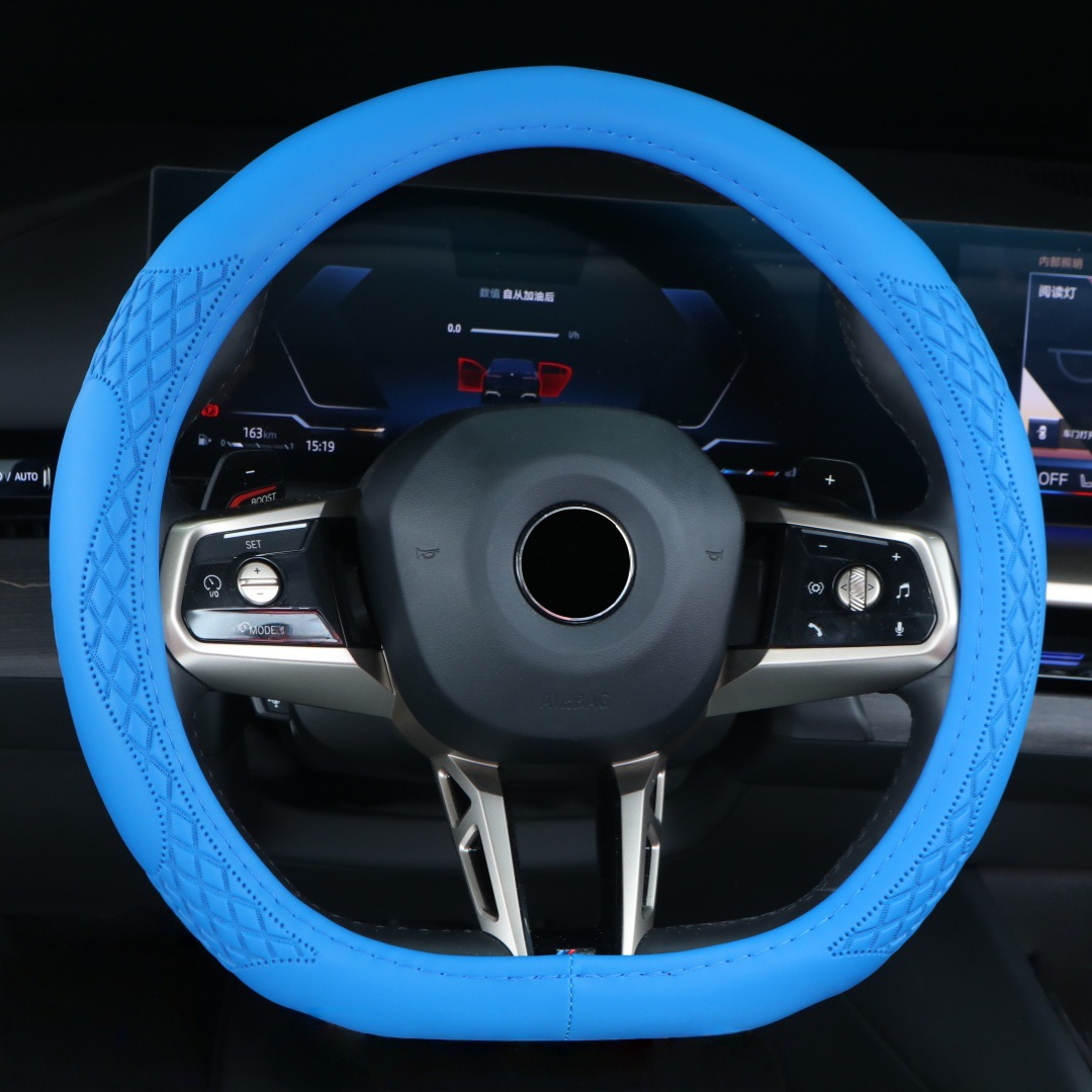 Four-Season Universal Car Steering Wheel Cover D-Type Handlebar Wear-Resistant Leather Embossed Protective Cover Anti-Slip Cross-Border High-End Feel