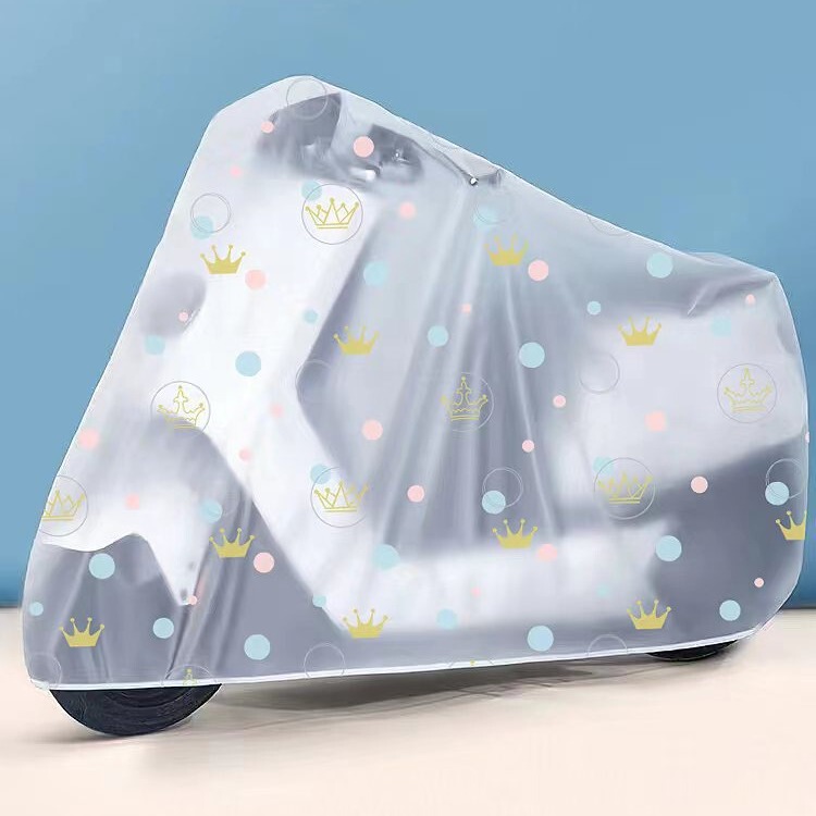 PEVA Transparent Frosted Electric Car Dustproof Rain Cover Dustproof Battery Car Coat Cover Cartoon Flower Bicycle Cover