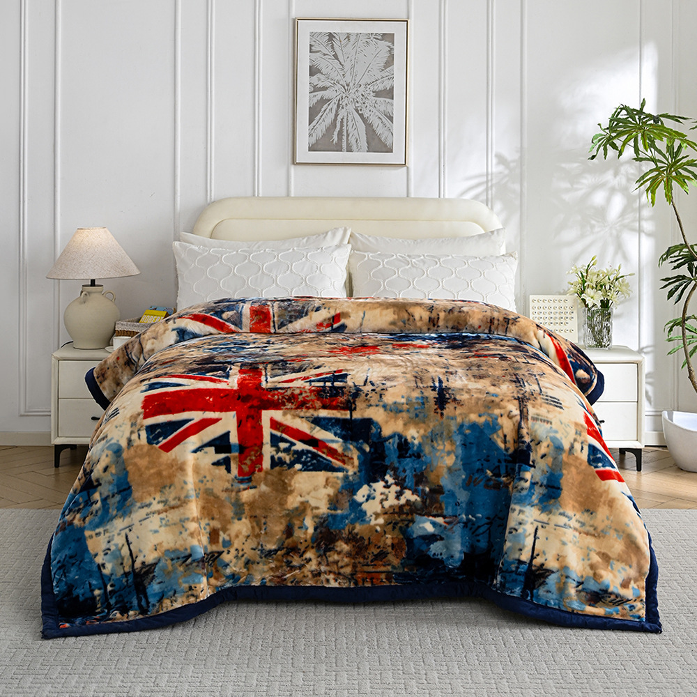 Nueva franela de leche gruesa de comercio exterior, manta de impresión cálida y agradable para la piel en invierno, manta de sofá, manta transfronteriza