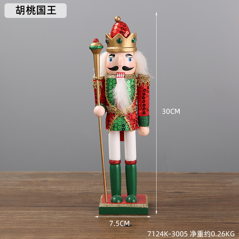 Cascanueces transfronterizos adornos de madera regalos de Navidad ventanas adornos de escritorio muñecas de rey soldado adornos