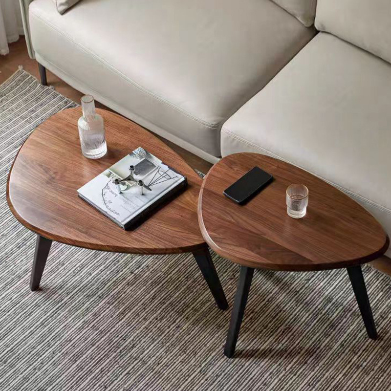 Irregular alta y baja mesa de café simple moderno pequeño apartamento negro nogal tamaño mesa de café combinación creativa sofá mesa lateral