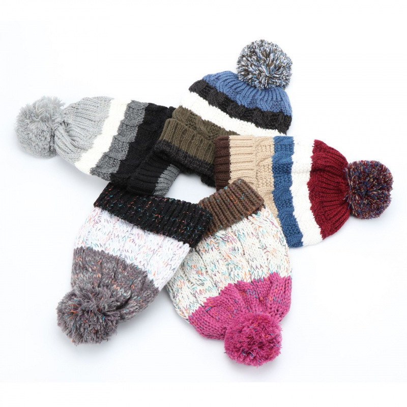 Manufacturer Supplies Knitted Hats: Korean-Style Winter Thickened Knitted Hats with Gradient Dyeing, Cable Knit, Jacquard, and Speckled Yarn for Warmth