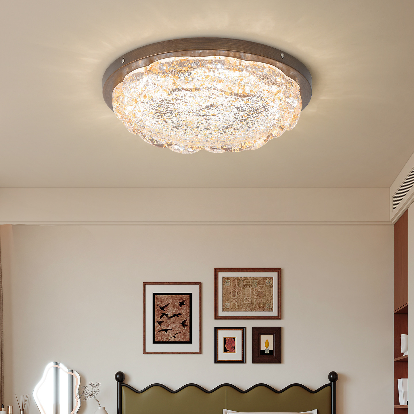 Luz de techo de dormitorio de lujo italiano 2026 nuevo diseño de resina de alto nivel de arte flor lámpara de dormitorio principal 413L