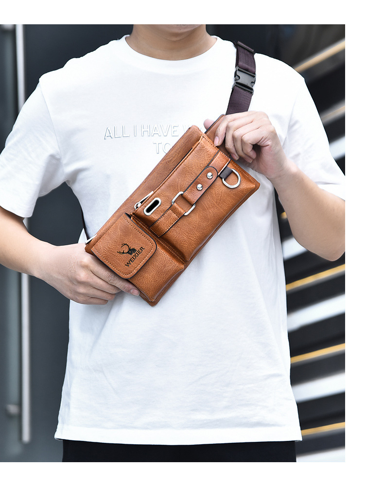 2023 New Hot Selling Men's Shoulder Bag Crossbody Bag Tactical Chest Bag Mobile Waist and Crotch Bag Multi Functional Chest Bag Retro PU Waist Bag_voghion.com