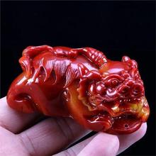 寿山石雕鸡血石红貔貅手把件貔貅男士手把件把玩物文玩配饰腰挂