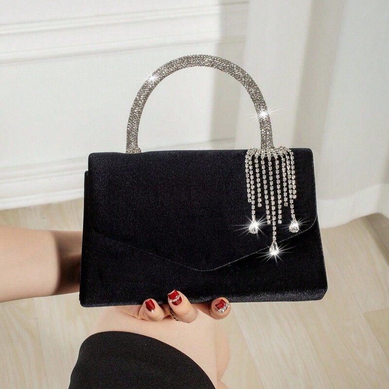 Handbag Evening Bag Women's Bag Cross-Border Banquet Dinner Gorgeous Light Luxury Rhinestone Diamond Velvet Tassel Handbag Bag Handbag Evening Bag Women's Bag Cross-Border Banquet Dinner Gorgeous Light Luxury Rhinestone Diamond Velvet Tassel Handbag Bag