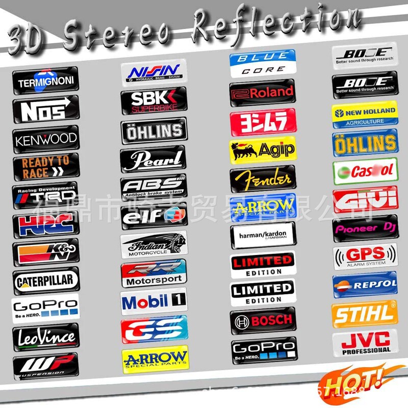 3D Stereo Reflective Sticker Sponsor Motorcycle Electric Car Notebook Trolley Travel Suitcase Decorative Decal