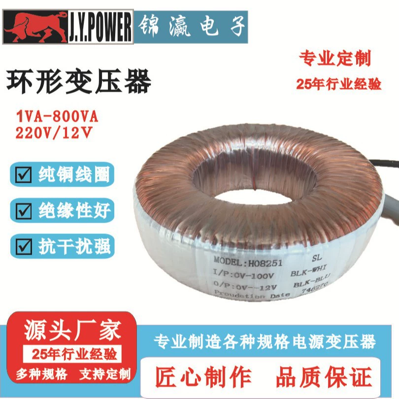 Индивидуальный тороидальный трансформатор 100В/12В, прямые продажи от производителей аудиооборудования и источников питания, бесшумный, низкочастотный